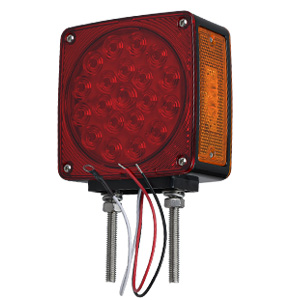 LED Square Amber/Red Right Curb Side Dual Face Turn/Park/Marker