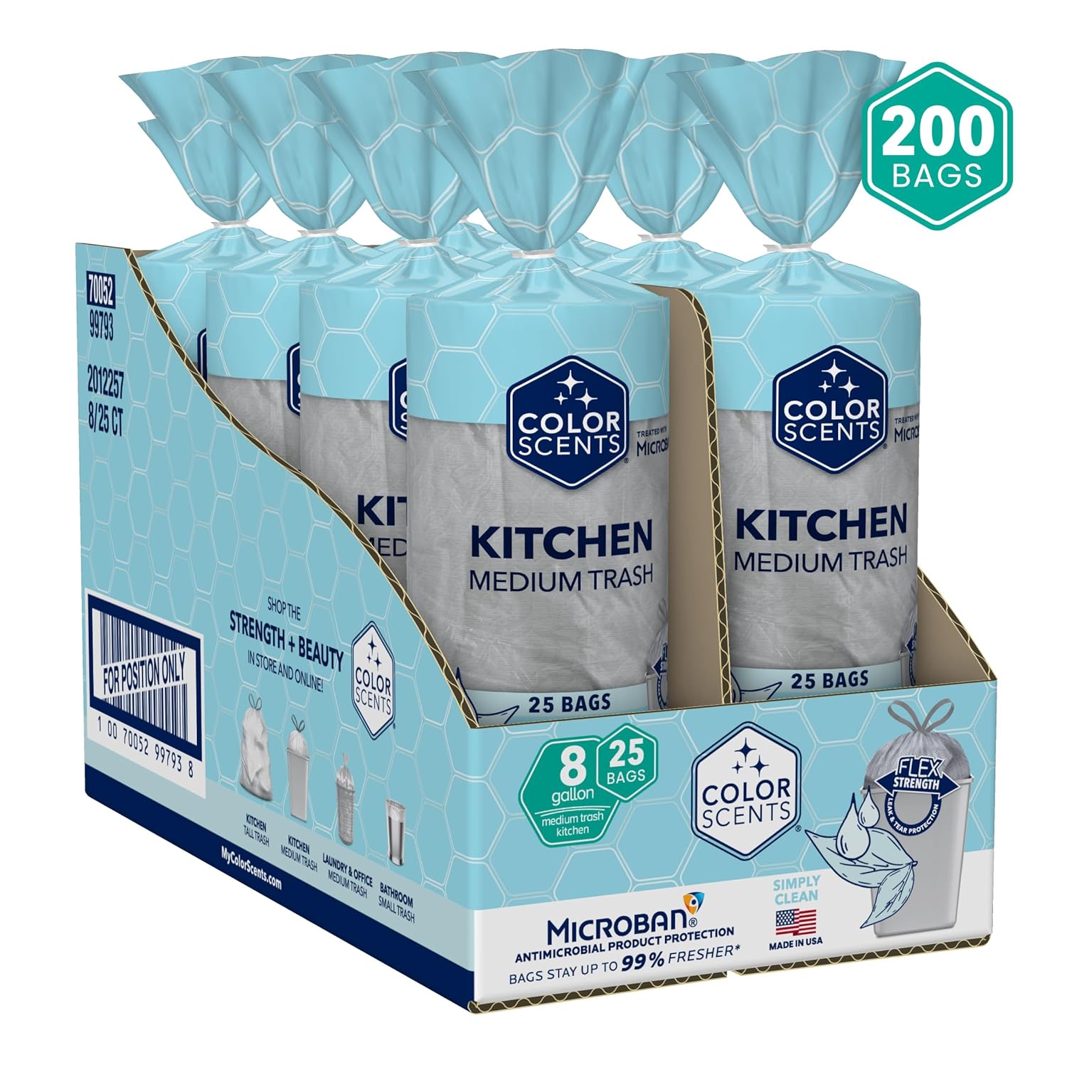 Color Scents Medium Trash Bags, Drawstring, 8 Gallon