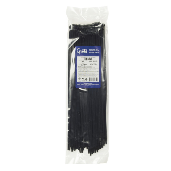 Nylon Cable Ties Standard Duty, 14.25" Length, 100 Pack